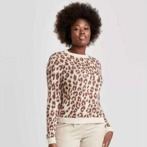 🌸A NEW DAY Knit Long Sleeve Sweater in Leopard Print SMALL
